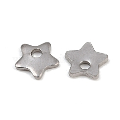 変色しにくい304ステンレススチールの五芒星チャームペンダント  ステンレス鋼色  5.5x5.5x1mm  穴：1mm&nbsp;STAS-Q171-03