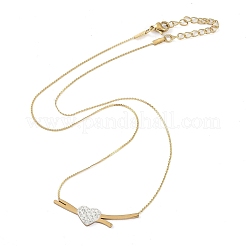 Heart Polymer Clay Rhinestone Pendant Necklaces&nbsp;NJEW-K266-01G