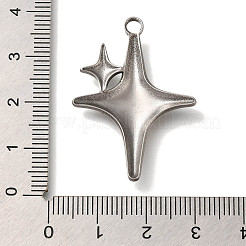 304ステンレスペンダント  星のチャーム  アンティークシルバー  36x26x3.2mm  穴：2.8mm&nbsp;STAS-H223-18AS-01