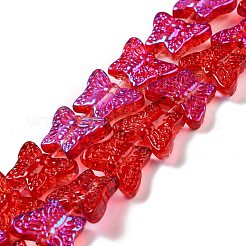 透明ガラスビーズ連売り  butterfy  ミックスカラー  12.5x15.5x5mm  穴：1mm  約25個/連  9.84インチ（25cm）&nbsp;GLAA-F114-04