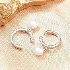 Round Brass Micro Pave Clear Cubic Zirconia Cuff Earrings&nbsp;EJEW-Z164-02P