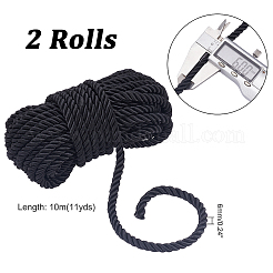 ポリエステルコード  ラウンド  ブラック  6mm  約10m /ロール&nbsp;OCOR-WH0067-17B