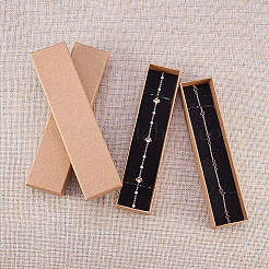 クラフト紙のボール紙ジュエリーボックス  ブレスレットボックス  長方形  バリーウッド  17x4x2.5cm&nbsp;CBOX-BC0001-12