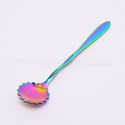 ステンレス鋼のひまわりスプーン  磁器ハンドル付き  食器キッチン用  虹色  125x27.5x8mm&nbsp;STAS-WH0015-72M