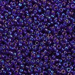 MIYUKIラウンドロカイユビーズ  日本製シードビーズ  （rr1020)シルバーライニングコバルトab  15/0  1.5mm  穴：0.7mm  約5555PCS /ボトル  10 G /ボトル&nbsp;SEED-JP0010-RR1020