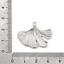 304ステンレススチール、エナメルペンダント  イチョウの葉のチャーム  ステンレス鋼色  グリーン  23x30x3mm  穴：1.6mm&nbsp;SA-CBAA487-02P-01