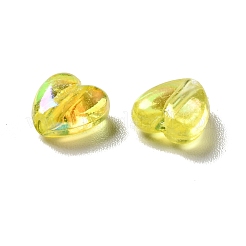 環境にやさしい透明プラスチックビーズ  ab 色付き  ハート  きいろ  6x6x3mm  穴：1.2mm  約8300個/500g&nbsp;KY-D014-01B