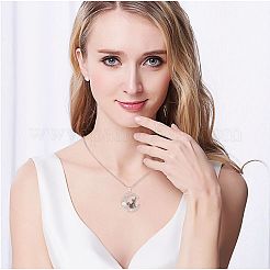 黒猫のムーンストーン真鍮ネックレス 月の上の黒猫のペンダントネックレス  真鍮のチェーン付き  猫好きの女性へのかわいい幸運の猫ネックレスジュエリーギフト  プラチナ  15.75インチ（40cm）&nbsp;JN1112A