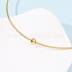 201ステンレススチールワイヤーカフチョーカーネックレス  女性用の硬いネックレス  PVD真空メッキ  長持ちメッキ  ゴールドカラー  内径：4.92x5.20インチ（12.5x13.2cm）&nbsp;NJEW-Z098-01G