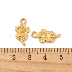イオンプレーティング（IP）304ステンレスペンダント  花のチャーム  18KGP本金メッキ  19.5x10x1.5mm  穴：2mm&nbsp;STAS-N103-154G
