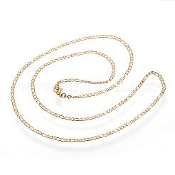 304ステンレススチールフィガロチェーンネックレス  カニカン付き  ゴールドカラー  19.7インチ（50cm）  2mm&nbsp;STAS-F034-06G