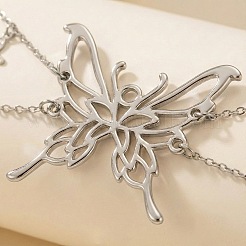 Zinc Alloy Crystal Rhinestone Butterfly Tassel Double Layer Waist Chains for Women&nbsp;WG9748F-02