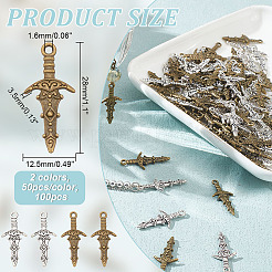 100Pcs 2 Colors Tibetan Style Alloy Pendants&nbsp;FIND-AR0004-46