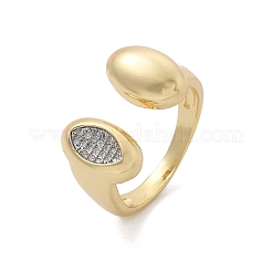 Brass Micro Pave Clear Cubic Zirconia Cuff Rings for Women&nbsp;RJEW-U041-01G