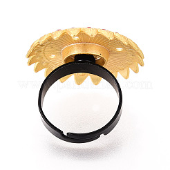 Adjustable Alloy & Iron & Rhinestone Bezel Cup Ring Base with Rotatable Tray&nbsp;MAK-T012-15G