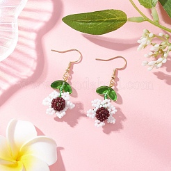 3 Pairs 3 Colors Sunflower Glass Seed Bead with 304 Stainless Steel Dangle Earrings&nbsp;EJEW-MZ00532