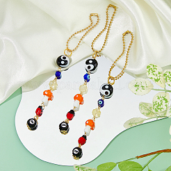 3Pcs Evil Eye Mushroom Lampwork Pendant Decoration&nbsp;HJEW-FH00115