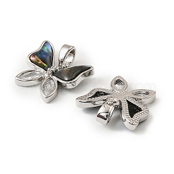 Brass & Paua Shell & Clear Cubic Zirconia Pendants&nbsp;KK-G538-01P