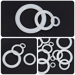 30個 3スタイル PEプラスチック金具  リング  ホワイト  12.5~37.5x2.5~3.8mm  穴：7.5~26.5mm  10個/スタイル&nbsp;FIND-CY0001-68