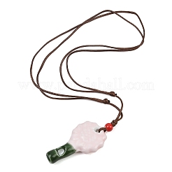 Adjustable Sunflower Porcelain Whistle Pendant Waxed Cord Necklaces for Women&nbsp;FB-CBA68CE-01A