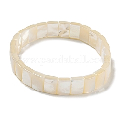 Natural White Shell Rectangle Beaded Stretch Bracelets&nbsp;BJEW-N030-01A