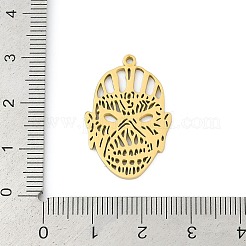 304ステンレスペンダント  マスクチャーム  レーザー切断  ゴールドカラー  27.5x18.5x1.5mm  穴：1.5mm&nbsp;LS-STAS-U041-02G