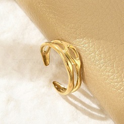 Hollow Out 304 Stainless Steel Cuff Rings for Women&nbsp;RJEW-G338-23G