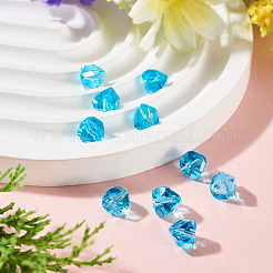 オーストリア産ガラス模造クリスタルビーズ10個  ポリゴン  多面カット  淡いターコイズ  7x7.5x7.5mm  穴：1.2mm&nbsp;GLAA-TADJ0001-11G