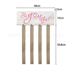 木製吊り下げウェルカムサイン  玄関ドア装飾用  長方形  言葉  150x400x15mm&nbsp;HJEW-WH0077-001