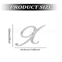 合金ブローチ1個  ラインストーン付き  文字L  文字x  48.5x35.5mm&nbsp;JEWB-LP0004-01X