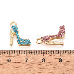 合金ラインストーンペンダント  かかとの高い靴  ゴールドカラー  ミックスカラー  18x13x3mm  穴：2mm&nbsp;PALLOY-T092-25G