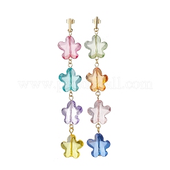 アクリルダングルピアス  304ステンレススチールピアスフック付き  花  ミックスカラー  110x18.5mm&nbsp;EJEW-JE05753