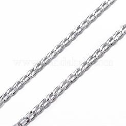 変色しにくい304ステンレススチールカーブチェーンネックレス  カニカン付き  ステンレス鋼色  19.7インチ（50cm）  2mm&nbsp;NJEW-P147-05P