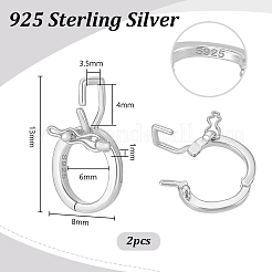 ロジウムメッキ2個、スターリングシルバーツイスタークラスプ925個  リング  スタンプ925個付き  プラチナ  13x8x1mm  穴：4x3.5mm  内径：6mm&nbsp;STER-PH0004-51P