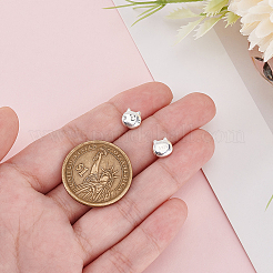 2 個 925 スターリングシルバービーズ  猫の形  アンティークシルバー  7x7.5x3.5mm  穴：1.6mm&nbsp;STER-GA0001-05