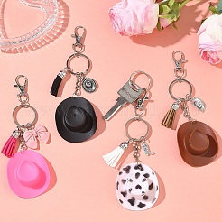 Plastic & Alloy & Faux Suede Tassel Pendant Keychains&nbsp;KEYC-YW00304-03