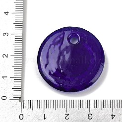 手作りランプワークペンダント  ナザールボンジュウ付きフラットラウンド  インディゴ  30.5x6mm  穴：3.5mm&nbsp;LAMP-R005-01H