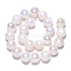 天然養殖淡水パールビーズ連売り  ポテト  乳白色  6~10x7~9mm  穴：0.6mm  約23~24個/連  6.69~6.89インチ（17~17.5cm）&nbsp;X-PEAR-N013-08G-01