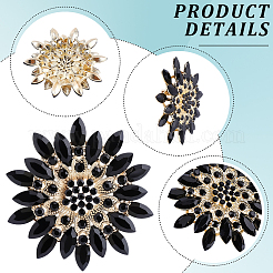 衣類用合金アクリルラペルピン1個  花  ブラック  67mm&nbsp;JEWB-CP0001-55A