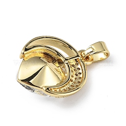 Real 18K Gold Plated Rack Plating Brass Micro Pave Clear Cubic Zirconia Pendants&nbsp;KK-C015-20G-06