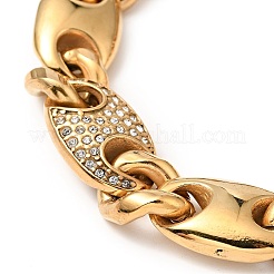 Crystal Rhinestone Coffee Bean Link Chain Bracelet&nbsp;BJEW-E009-01G