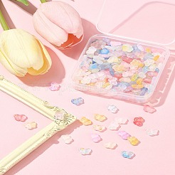 グラデーションカラー透明アクリルビーズ200個  金色の箔付き  蝶  ミックスカラー  7.5x10x3.5mm  穴：1.5mm&nbsp;MACR-FS0002-02