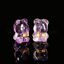 天然アメジスト彫刻紳士用クマビーズ  15x11mm&nbsp;PW-WGDD3CD-01