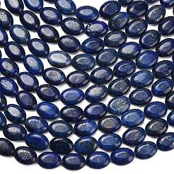 染め加工天然のラピスラズリビーズ連売り  フラットオーバル  13~14x10~10.5x5.5~6.5mm  穴：1mm  約29個/連  15.98''（40.6センチメートル）&nbsp;G-P610-A01-01