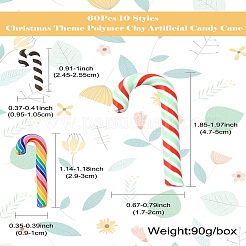 60Pcs 10 Styles Christmas Theme Polymer Clay Artificial Candy Cane&nbsp;FIND-CJ0002-89