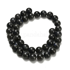 天然黒ラブラドライトビーズ連売り  ラウンド  10mm  穴：0.8mm  約40個/連  15.55インチ（39.5cm）&nbsp;G-L642-B15-10mm