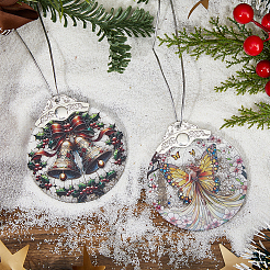 2Pcs 2 Styles Glass Teardrop Pendant Decorations&nbsp;AJEW-DC0003-60