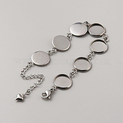 Flat Round Stainless Steel Link Chain Bracelet Making&nbsp;FIND-WH0161-44P