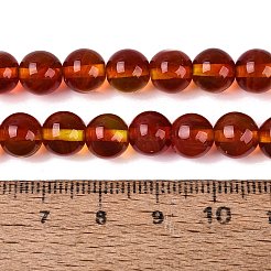 模造ラモワークガラスビーズの連売り  ラウンド  ファイヤーブリック  7.5~8.5mm  穴：0.7~0.8mm  約42~54個/連  11.81~15.55インチ（30~39.5cm）&nbsp;GLAA-Q106-07A-05