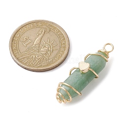 Natural Green Aventurine Copper Wire Wrapped Pointed Pendants&nbsp;PALLOY-JF02462-04